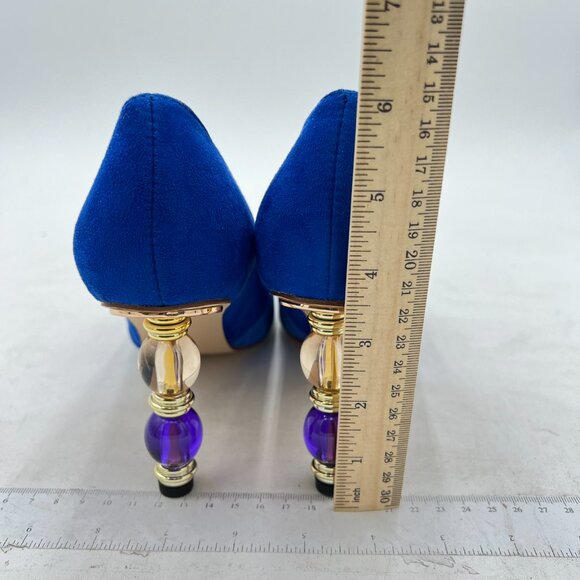 FOWT Blue Gradient Pointed Toe Party Pumps Jewelry High Heel Colorful Shoes - Picture 4 of 7